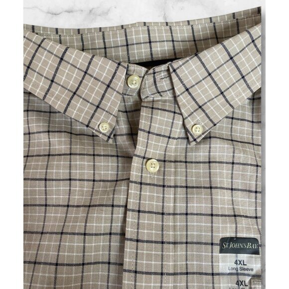 St.John’s Bay Plaid Iron Free Long Sleeve Button Down Shirt Men’s 4XL NEW - Picture 3 of 5